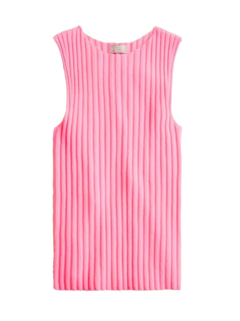 NWT J.Crew Wide-rib Cashmere Sweater Shell in Neon Capri Pink Knit S